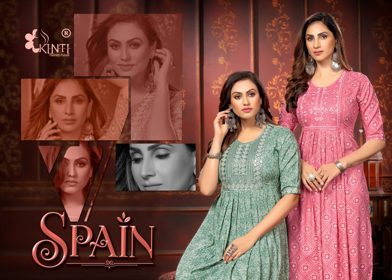 Kinti Spain Ethnic Wear Heavy Rayon Wholesale Kurti Collection